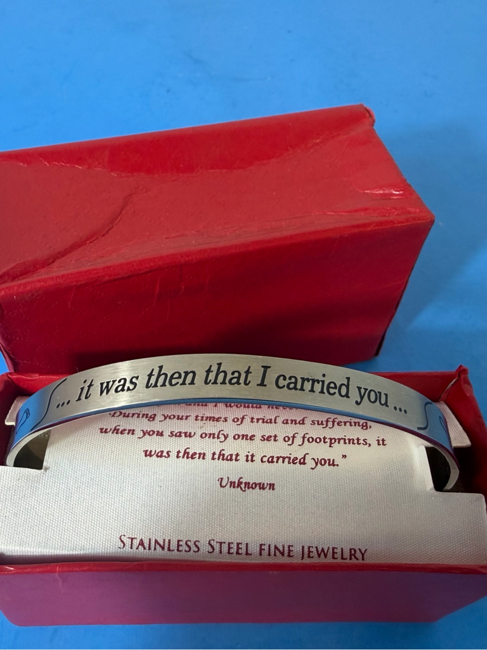 Engraved Stainless Steel Cuff Bracelet - Silver